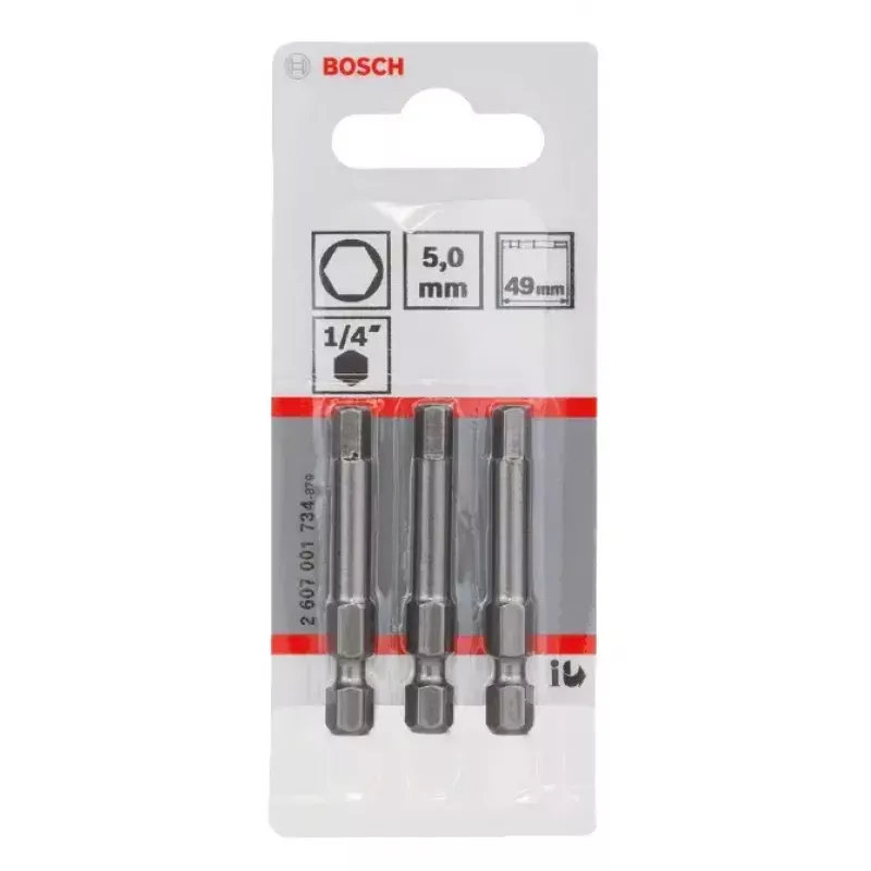 Skrūvgrieža uzgaļu komplekts Bosch 2607001734 īpaši izturīgs 3 gab. Sešstūris 5 mm