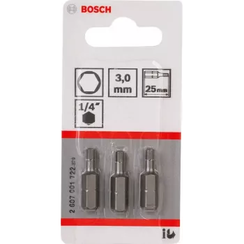 Skrūvgrieža uzgalis Bosch 2607001722 īpaši ciets Sešstūris 3 mm 25 mm 3 gab.