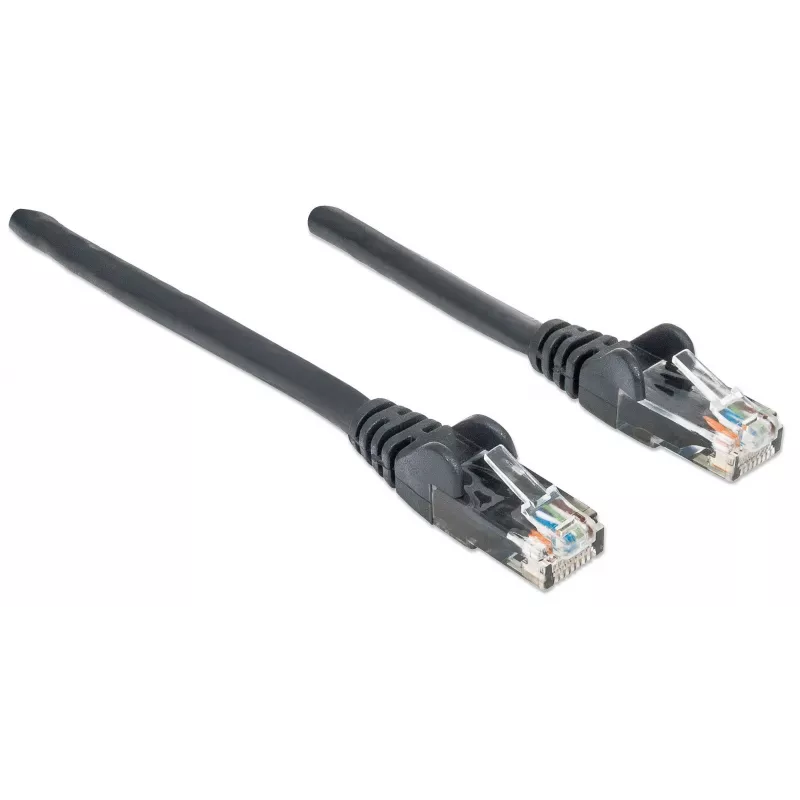 Intellinet tīkla komutācijas kabelis, Cat6, 20 m, melns, CCA, U/UTP, PVC, RJ45, zeltīti kontakti, bez aizķeršanās, ar pārvalku, mūža garantija
