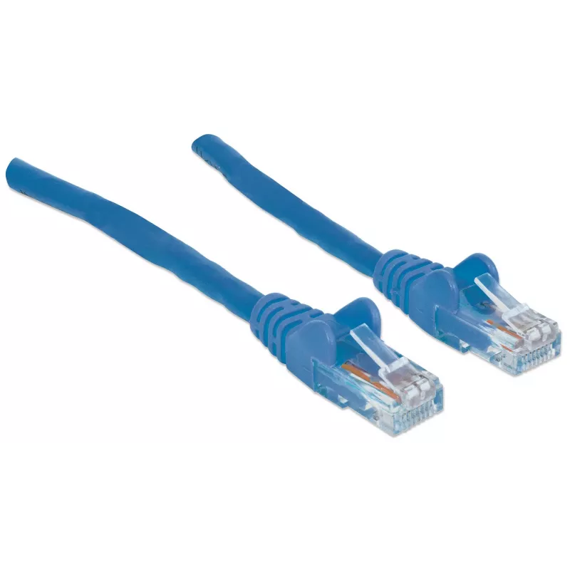 Intellinet tīkla savienotājkabelis, Cat6, 20 m, zils, CCA, U/UTP, PVC, RJ45, apzeltīti kontakti, aizķeršanās novēršana, aizsarguzmava, mūža garantija