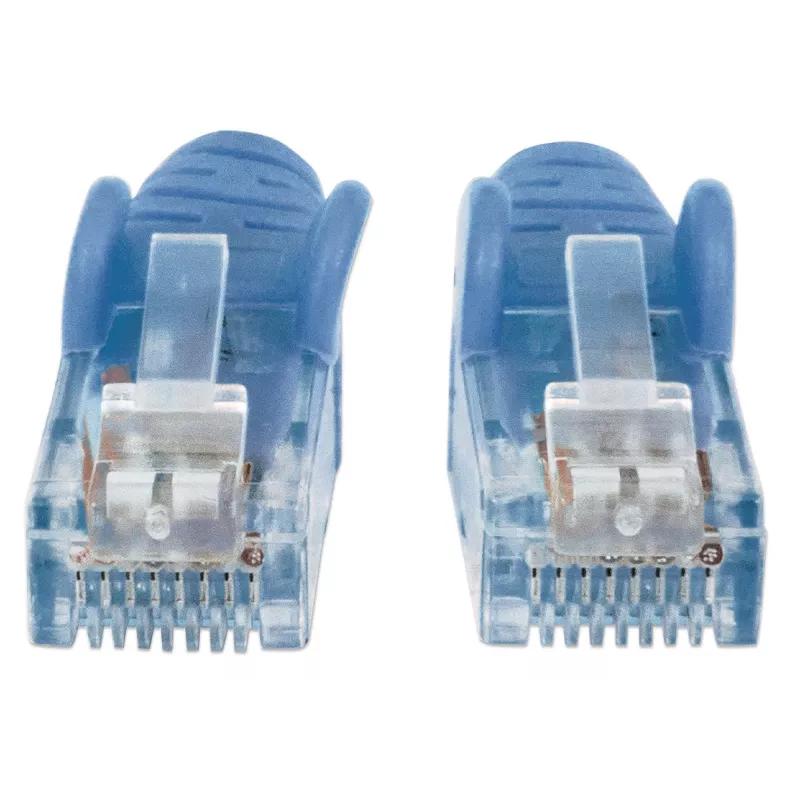 Intellinet tīkla savienotājkabelis, Cat6, 20 m, zils, CCA, U/UTP, PVC, RJ45, apzeltīti kontakti, aizķeršanās novēršana, aizsarguzmava, mūža garantija