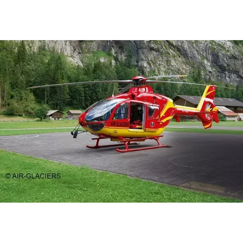 Rotorcraft model REVELL EC135 Air-Glaciers montāžas komplekts, mērogs 1:72, garums 143 mm, rotora Ø 140 mm