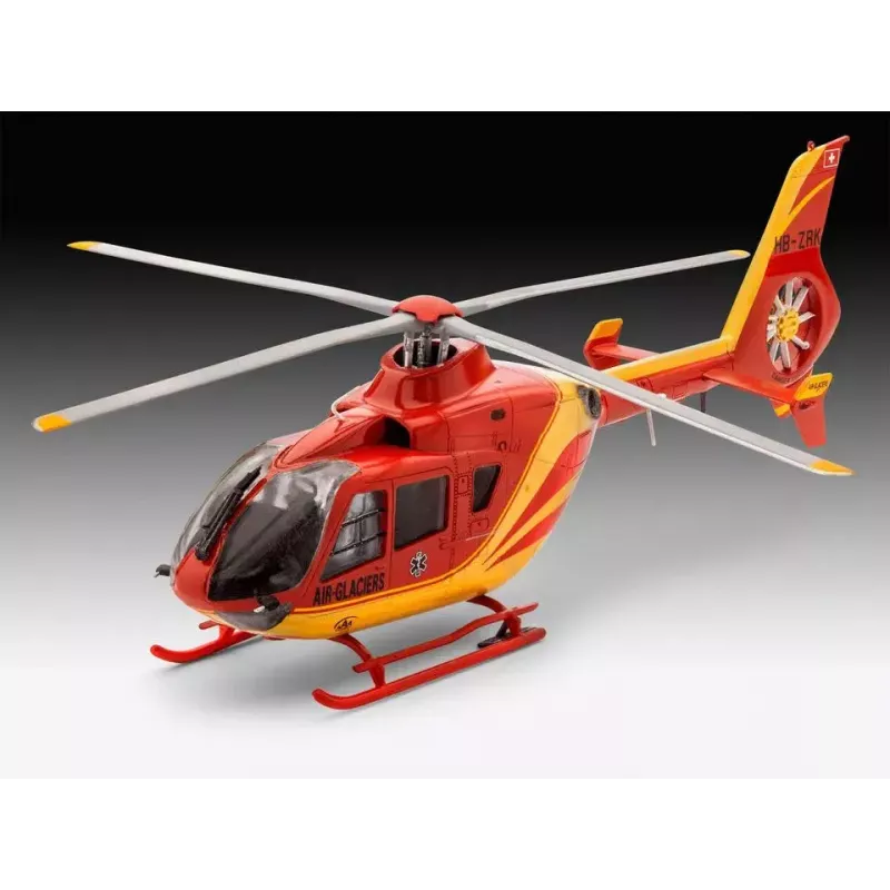 Rotorcraft model REVELL EC135 Air-Glaciers montāžas komplekts, mērogs 1:72, garums 143 mm, rotora Ø 140 mm