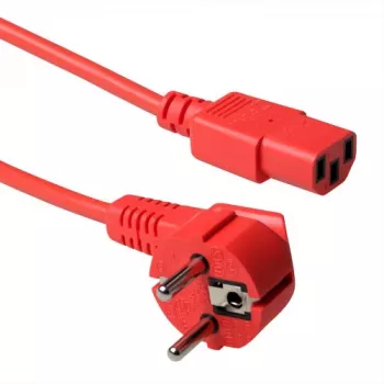ACT Powercord tīkla savienotājs CEE 7/7 vīrišķais (leņķveida) - C13 sarkans 0,6 m