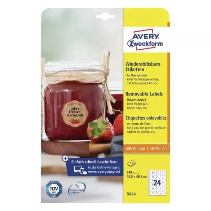 Pašlīmējošā printera etiķete Avery 5084