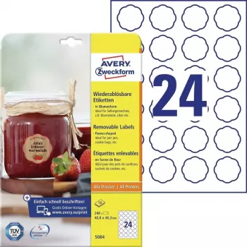 Pašlīmējošā printera etiķete Avery 5084