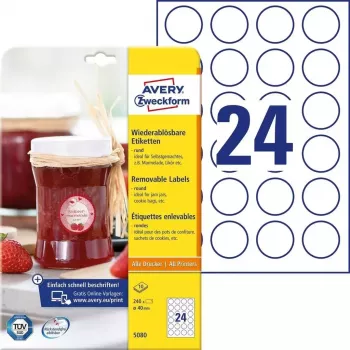 Pašlīmējošās etiķetes, apaļas, Avery 5080