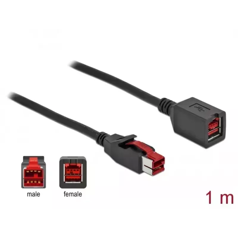 Darbināms USB pagarinātāja kabelis DELOCK 85985 24 V 1 m Melns