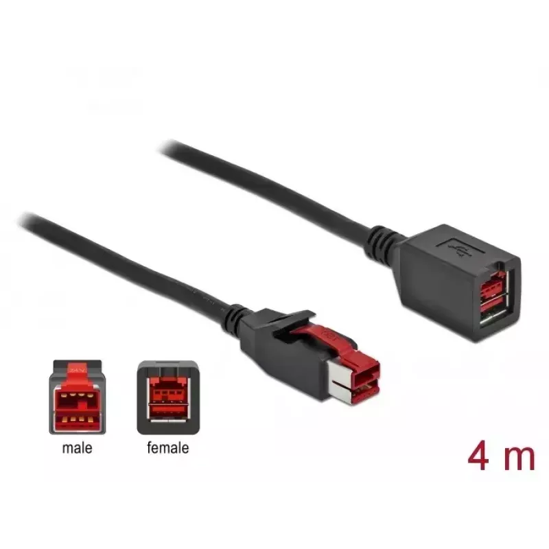 Powered USB pagarinātāja kabelis DeLOCK 85988 24 V 4 m melns