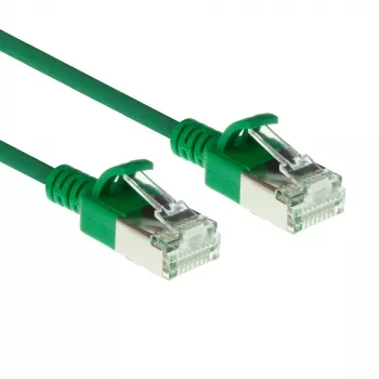 ACT zaļa 0,5 m LSZH U/FTP CAT6A datu centra plānā savienojuma vada ar aizsardzību pret aizķeršanos un RJ45 savienotājiem