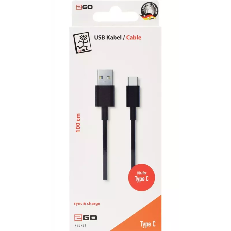 USB kabelis 2GO 795731 1 m USB B USB C USB 3.2 Gen 1 melns