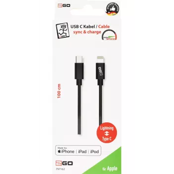 Lightning kabelis 2GO 797162 1 m Melns USB C