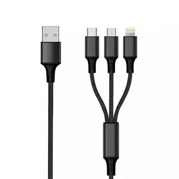 USB kabelis 2GO 797153 1.5m USB B USB C/Micro-USB B/Lightning Melns