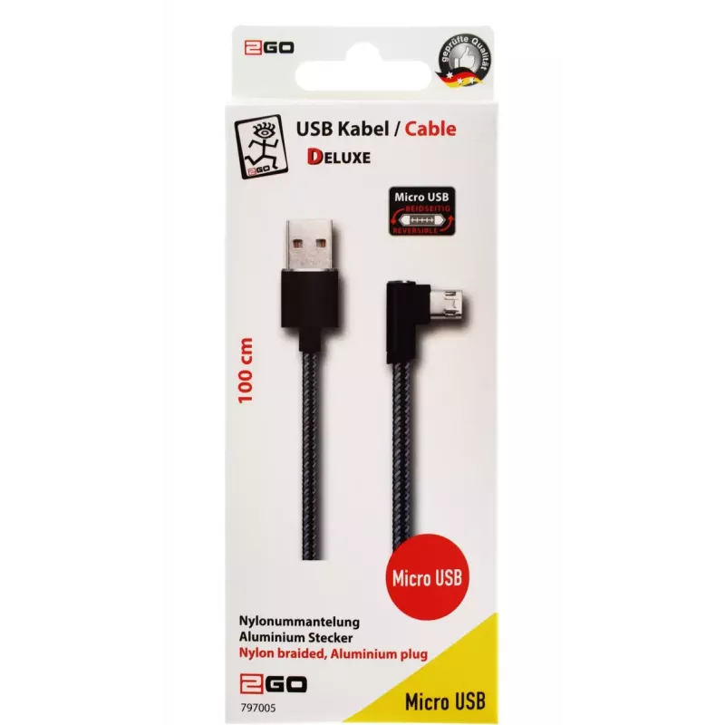 USB kabelis 2GO 797005 1 m USB B Micro-USB B Melns
