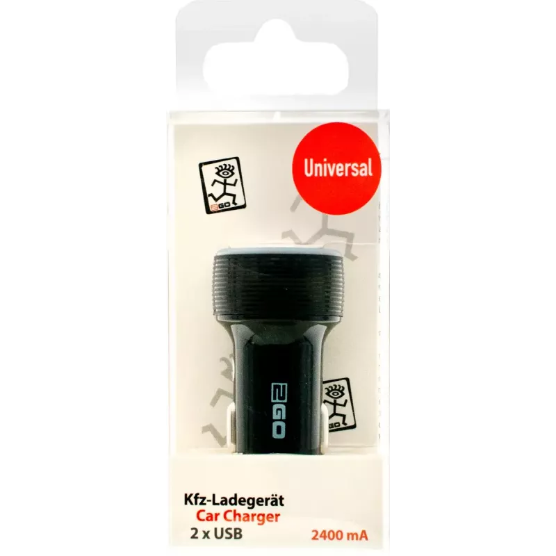 Mobilo ierīču lādētājs 2GO 795784 Universal Melns Cigar lighter Auto 12/24V 2 USB porti