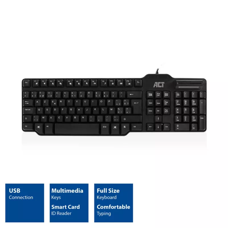ACT vadu tastatūra ar viedkaršu lasītāju (Azerty/BE izkārtojums)