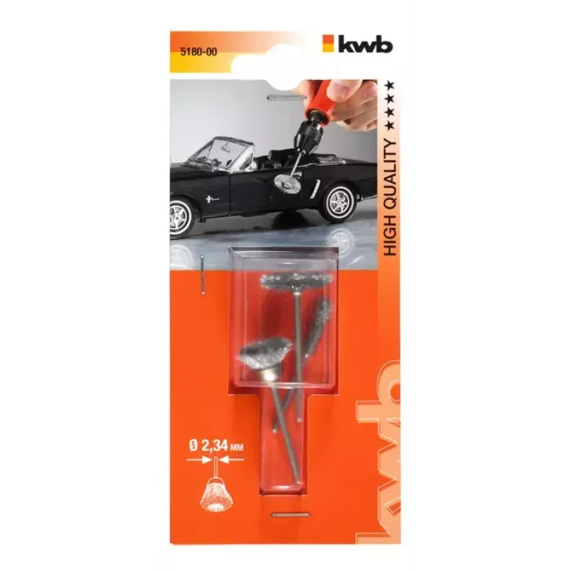 kwb 518000 stiepļu suku komplekts (3 gab.), HSS tērauda stieple, viļņota