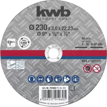 Griešanas disks KWB 791993 Ar plakanu centru, Metālam