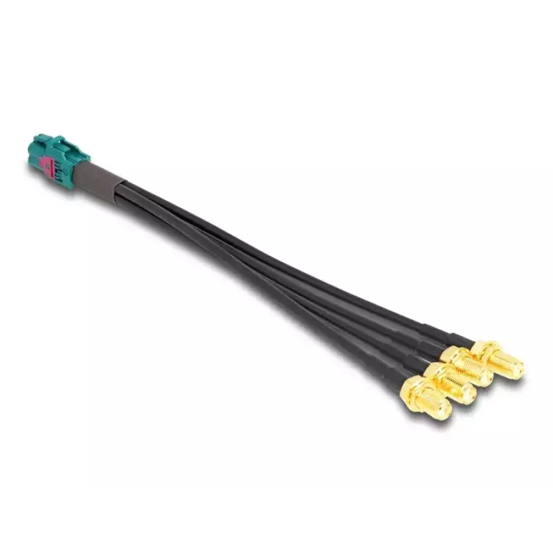 DeLOCK 90143 Koaksiālais kabelis 0,2 m Mini FAKRA Z 4 x SMA Melns