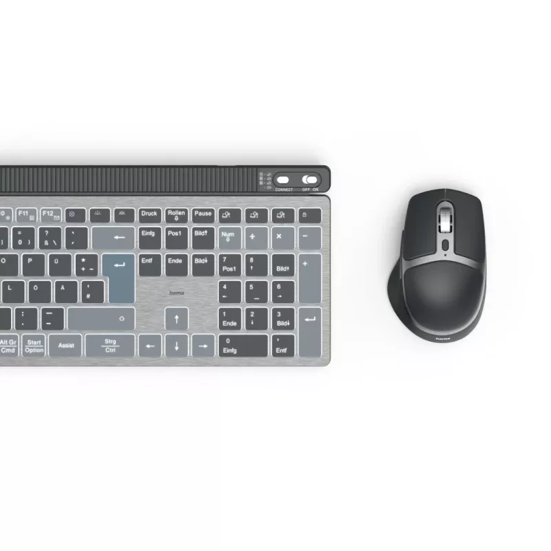 Hama WKM-750 tastatūra, pele iekļauta Mājai/Birojam Bluetooth QWERTZ vācu Antracīts, Melns, Zils