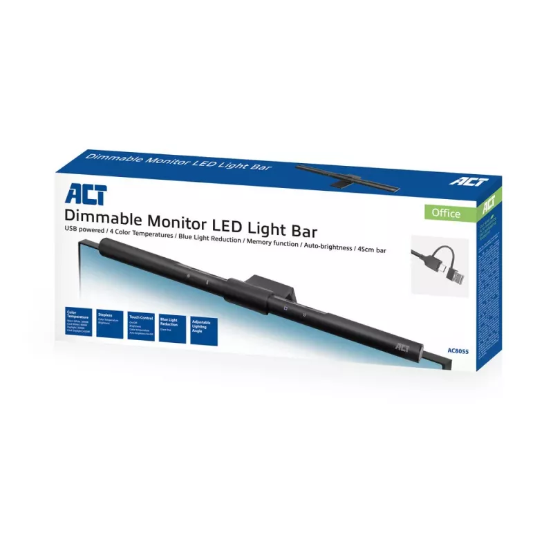 Monitor LED gaismas josla ACT AC8055 — regulējams ar USB darbināms ekrāna lukturis