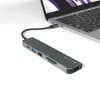 Saskarnes centrmezgls Epico 9915112100080 — USB Type-C resursdators, HDMI, USB 2.0, USB Type-C, MicroSD/SD karšu lasītājs, alumīnijs/TPU, pelēks