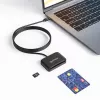 Manhattan USB-C kontaktu viedkaršu lasītājs ar MicroSD slotu, USB Type-C vīrišķais uz kontaktu lasītāja saskarni un microSDXC, atbalsta Windows, macOS un Linux, nolasa SIM kartes ar adapteri, kabelis 1 m, melns, trīs gadu garantija