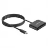 Manhattan USB-C kontaktu viedkaršu lasītājs ar MicroSD slotu, USB Type-C vīrišķais uz kontaktu lasītāja saskarni un microSDXC, atbalsta Windows, macOS un Linux, nolasa SIM kartes ar adapteri, kabelis 1 m, melns, trīs gadu garantija