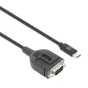 Manhattan USB-C uz seriālo interfeisu pārveidotāja kabelis, 1 m, spraudnis-spraudnis, seriālais interfeiss/RS232/COM/DB9, Prolific PL2303GT mikroshēma, melns kabelis, trīs gadu garantija