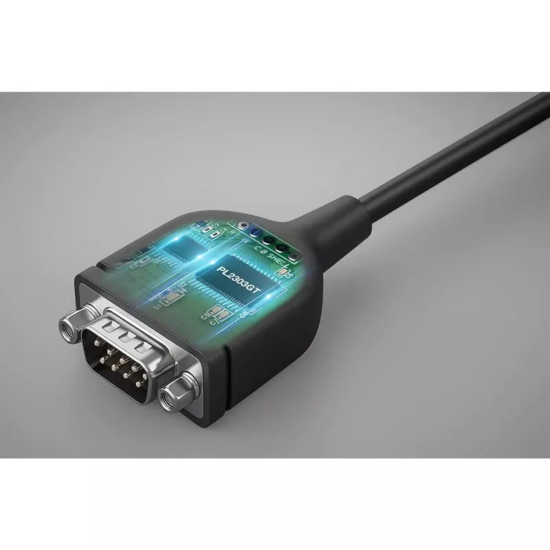 Manhattan USB-C uz seriālo interfeisu pārveidotāja kabelis, 1 m, spraudnis-spraudnis, seriālais interfeiss/RS232/COM/DB9, Prolific PL2303GT mikroshēma, melns kabelis, trīs gadu garantija
