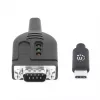 Manhattan USB-C uz seriālo interfeisu pārveidotāja kabelis, 1 m, spraudnis-spraudnis, seriālais interfeiss/RS232/COM/DB9, Prolific PL2303GT mikroshēma, melns kabelis, trīs gadu garantija