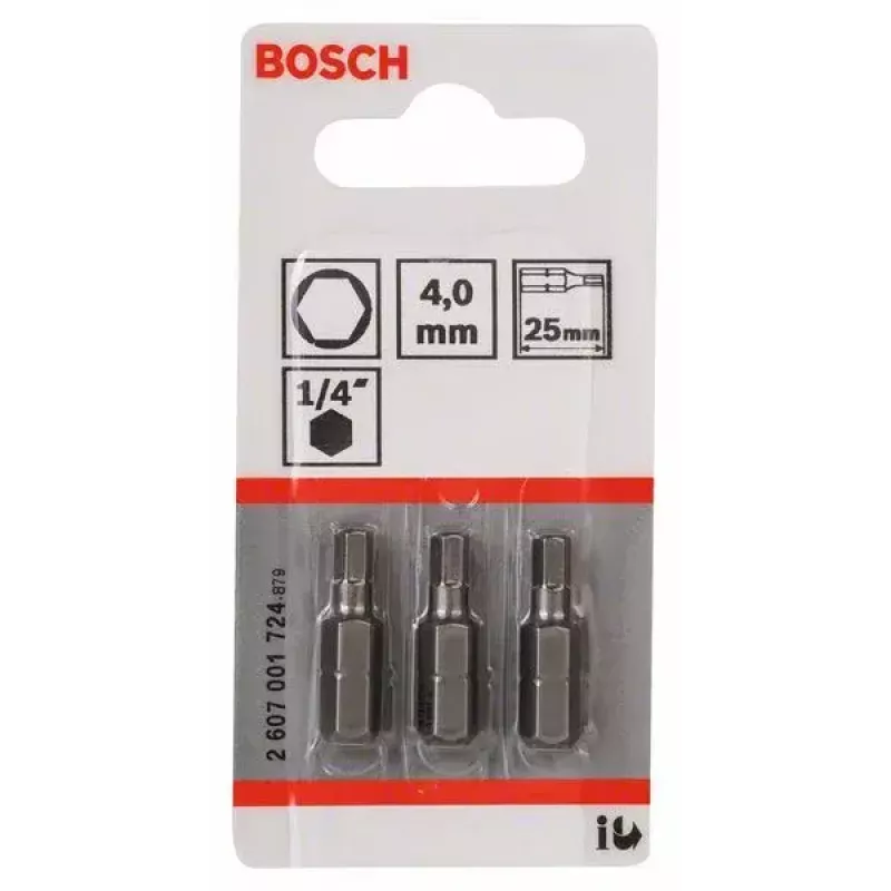 Skrūvgrieža uzgalis Bosch 2 607 001 724 4 mm sešstūra drošības 3 gab.