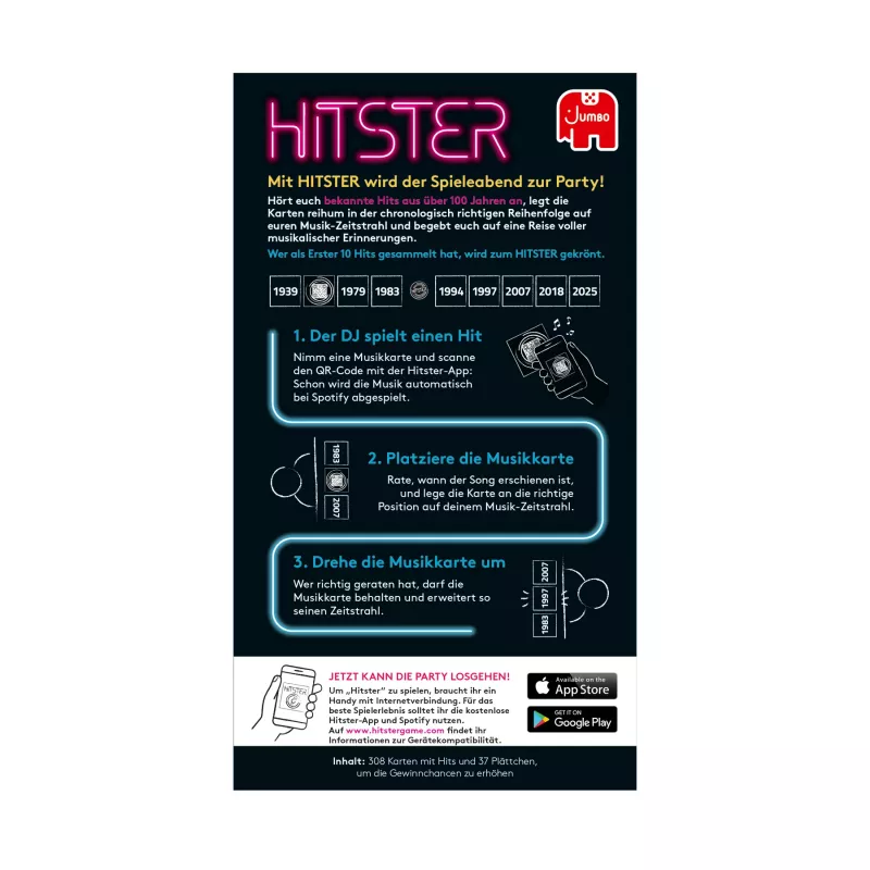 Jumbo Hitster (Deutsche Ausgabe), Kāršu spēle, Ballīte, 16 gadi, 30 min, 30 min