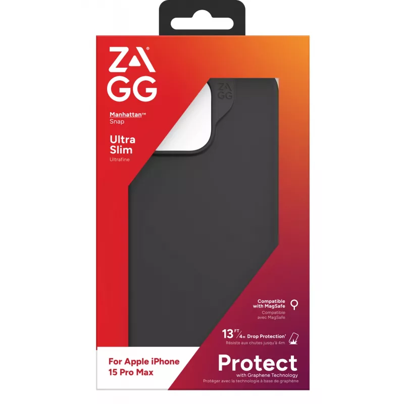 ZAGG Cases Manhattan Snap Apple iPhone 15 Pro Max Melns EN/FR