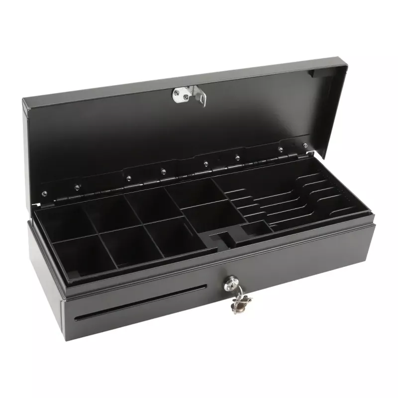 Olympia HS-170 tērauda melnā elektroniskā kases atvilktne 460x170x100 mm