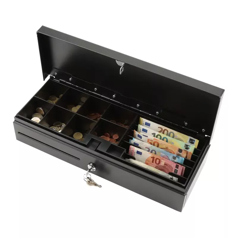 Olympia HS-170 tērauda melnā elektroniskā kases atvilktne 460x170x100 mm