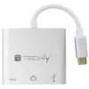 Techly IADAP USB31-HDMIPTY klēpjdatora dokstacija/portu replikators, vadu, USB 3.2 Gen 1 (3.1 Gen 1) Type-C, sudraba