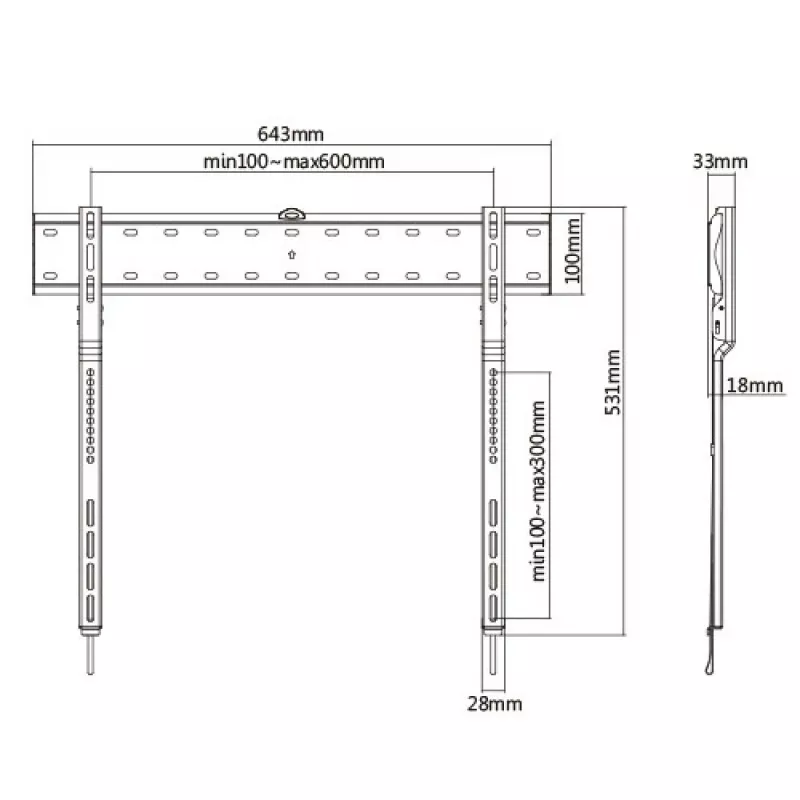 Techly ICA-PLB 736F TV stiprinājums/statīvs 2,03 m (80 collas) Melns