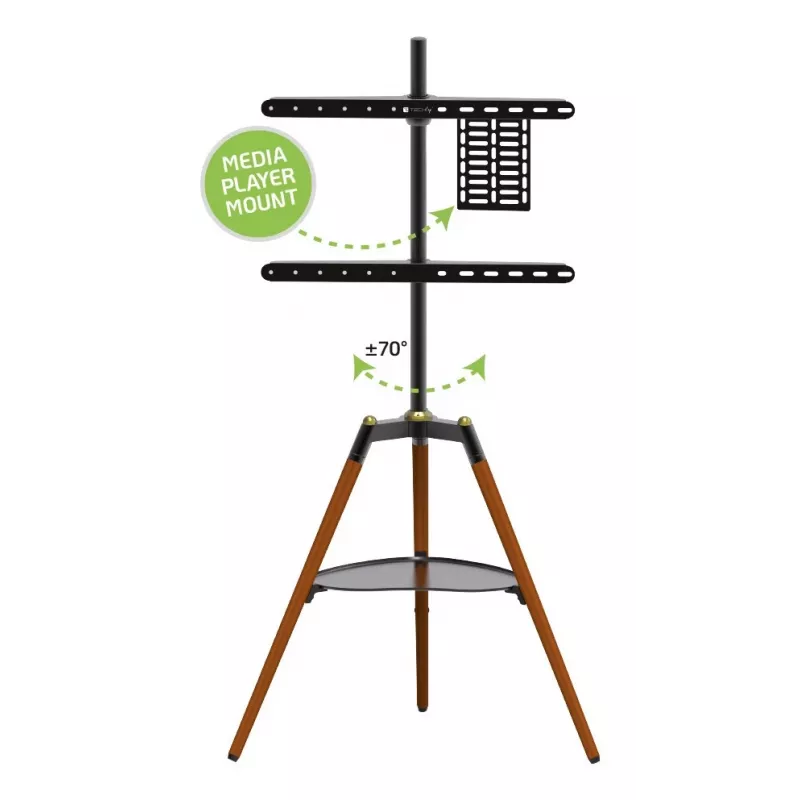 Techly ICA-TR58 TV stiprinājums/statīvs 165,1 cm (65 collas) Melns, Koks