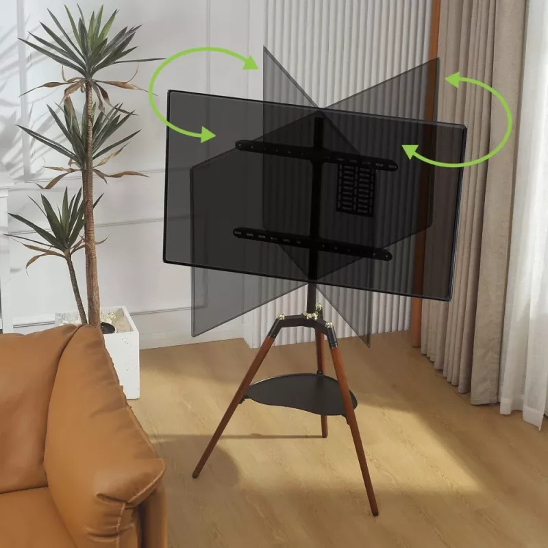 Techly ICA-TR58 TV stiprinājums/statīvs 165,1 cm (65 collas) Melns, Koks