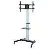 Techly grīdas statīvs ar plauktu un ratiņiem televizoram LCD/LED 37-86 collas, 200 x 200 mm, 600 x 400 mm, -10 - 5°, 180°, alumīnijs, plastmasa, tērauds, melna, pelēka