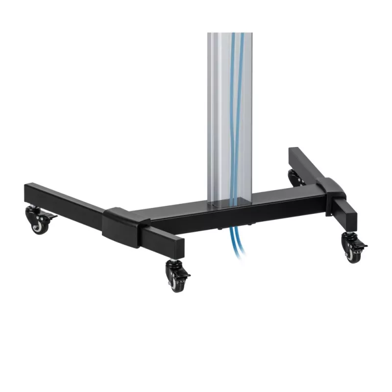 Techly grīdas statīvs ar plauktu un ratiņiem televizoram LCD/LED 37-86 collas, 200 x 200 mm, 600 x 400 mm, -10 - 5°, 180°, alumīnijs, plastmasa, tērauds, melna, pelēka