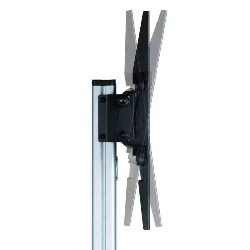 Techly grīdas statīvs ar plauktu un ratiņiem televizoram LCD/LED 37-86 collas, 200 x 200 mm, 600 x 400 mm, -10 - 5°, 180°, alumīnijs, plastmasa, tērauds, melna, pelēka