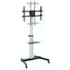 Techly grīdas statīvs ar plauktu un ratiņiem televizoram LCD/LED 37-86 collas, 200 x 200 mm, 600 x 400 mm, -10 - 5°, 180°, alumīnijs, plastmasa, tērauds, melna, pelēka