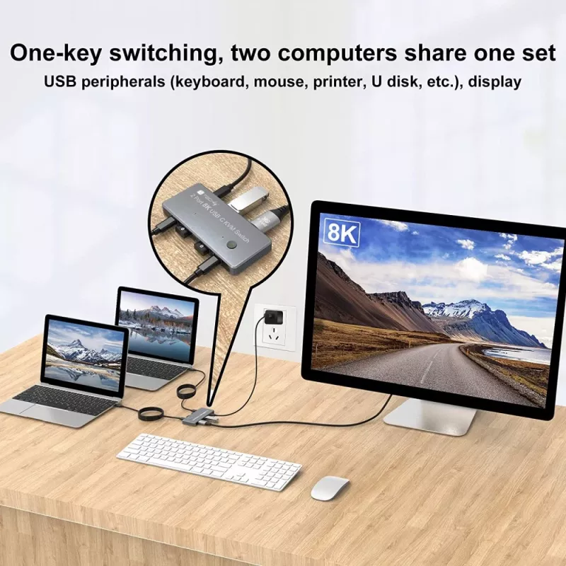 Techly IDATA KVM-DPC8K KVM slēdzis pelēks
