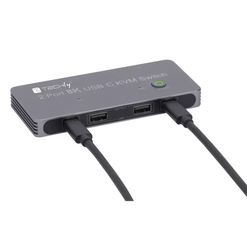 Techly IDATA KVM-DPC8K KVM slēdzis pelēks