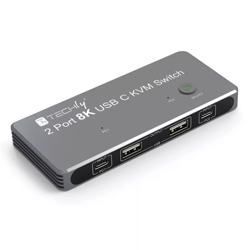 Techly IDATA KVM-DPC8K KVM slēdzis pelēks