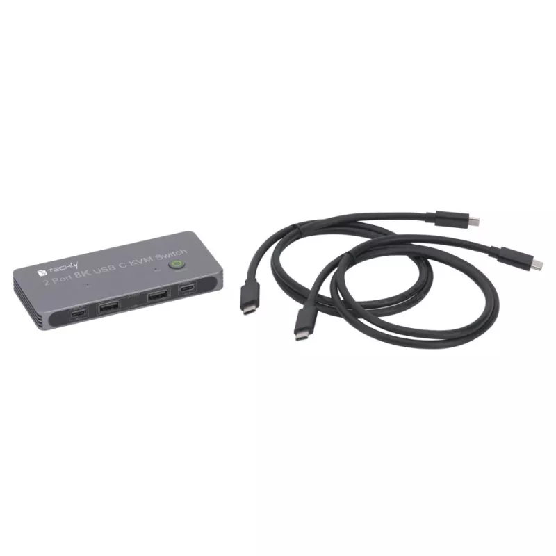 Techly IDATA KVM-DPC8K KVM slēdzis pelēks