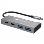 Techly IUSB32C-HUB4AC2 klēpjdatora dokstacija/portu replikators ar vadu USB 3.2 Gen 1 (3.1 Gen 1) Type-C Sudrabains