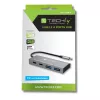 Techly IUSB32C-HUB4AC2 klēpjdatora dokstacija/portu replikators ar vadu USB 3.2 Gen 1 (3.1 Gen 1) Type-C Sudrabains